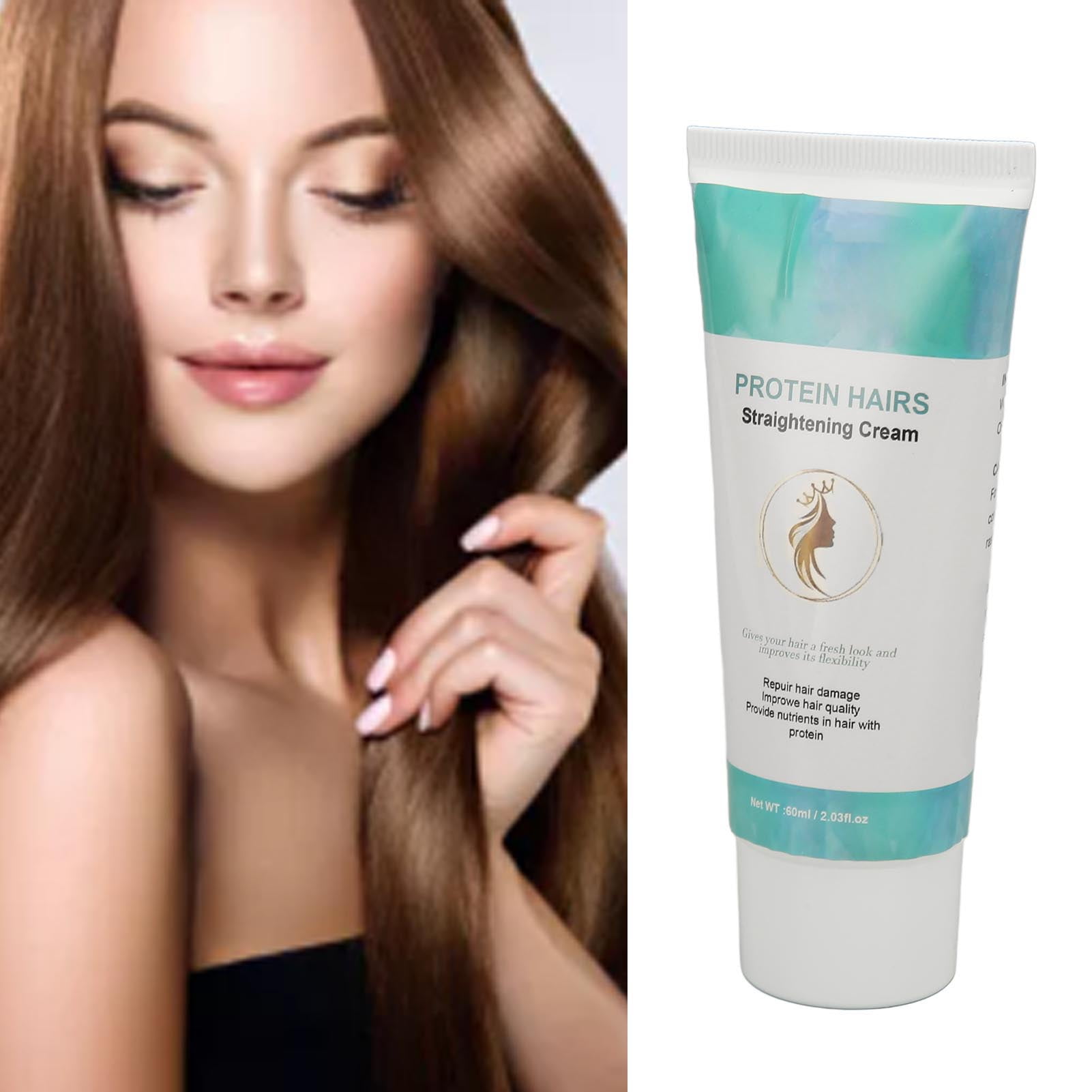 Hair Straightening Cream Nourishing Portable Protein Correcting Hair Cream Repairing for Daily Use