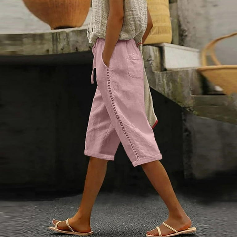 PMVFHDE Women's Casual Shorts 5-Inch Inseam Side Lace Detail