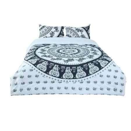 Full All Season Quilted Comforter Sets Bohemian White With 2
