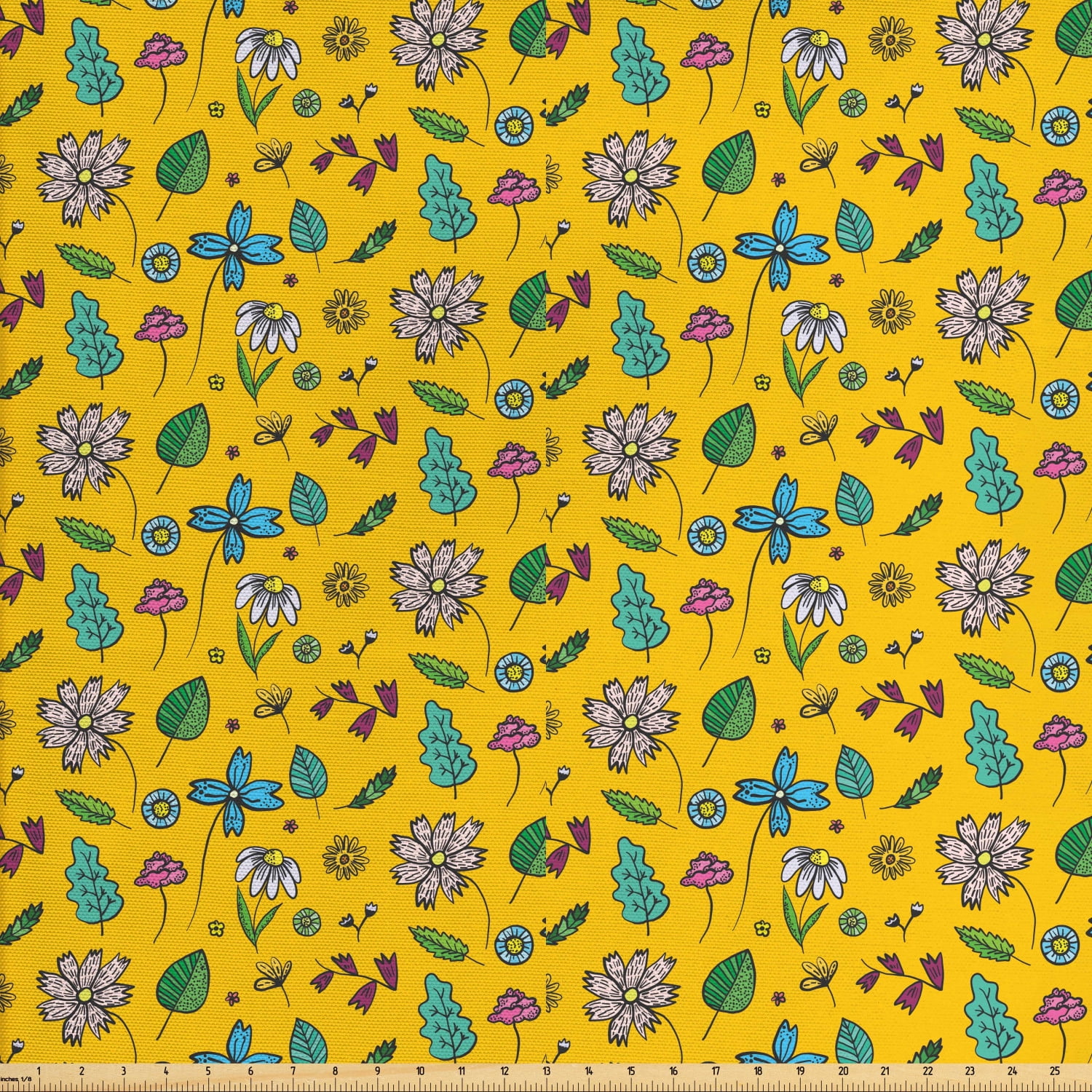 Spring Fabric by The Yard, Botanical Pattern with Nature Awakening