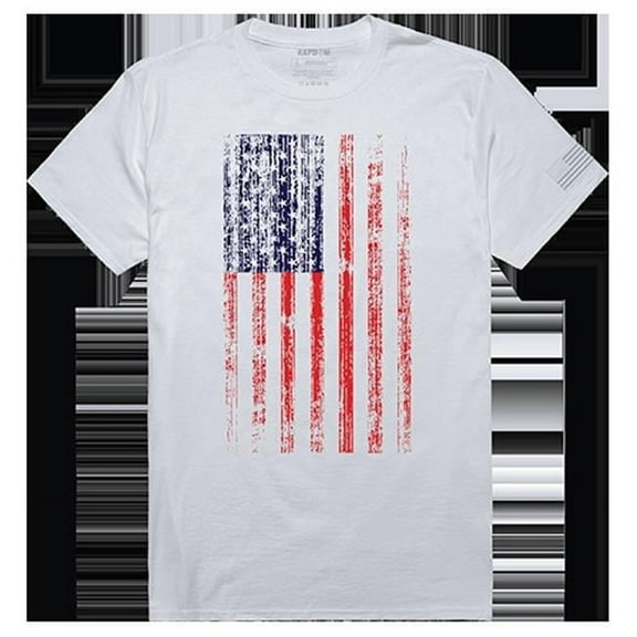 Distressed Flag Tactical Graphic Tee Shirt, White - 2XL