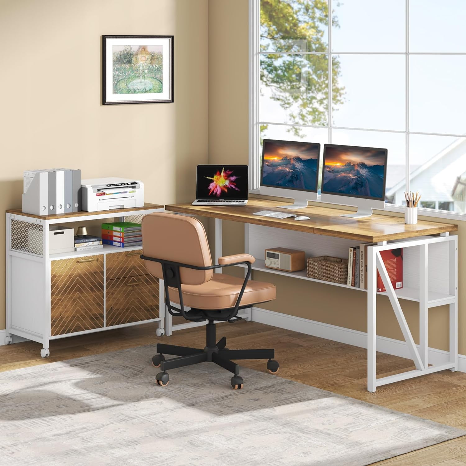 Tribesigns Adult L-Shaped Collection Versatile and Sturdy Home Office Desk, White
