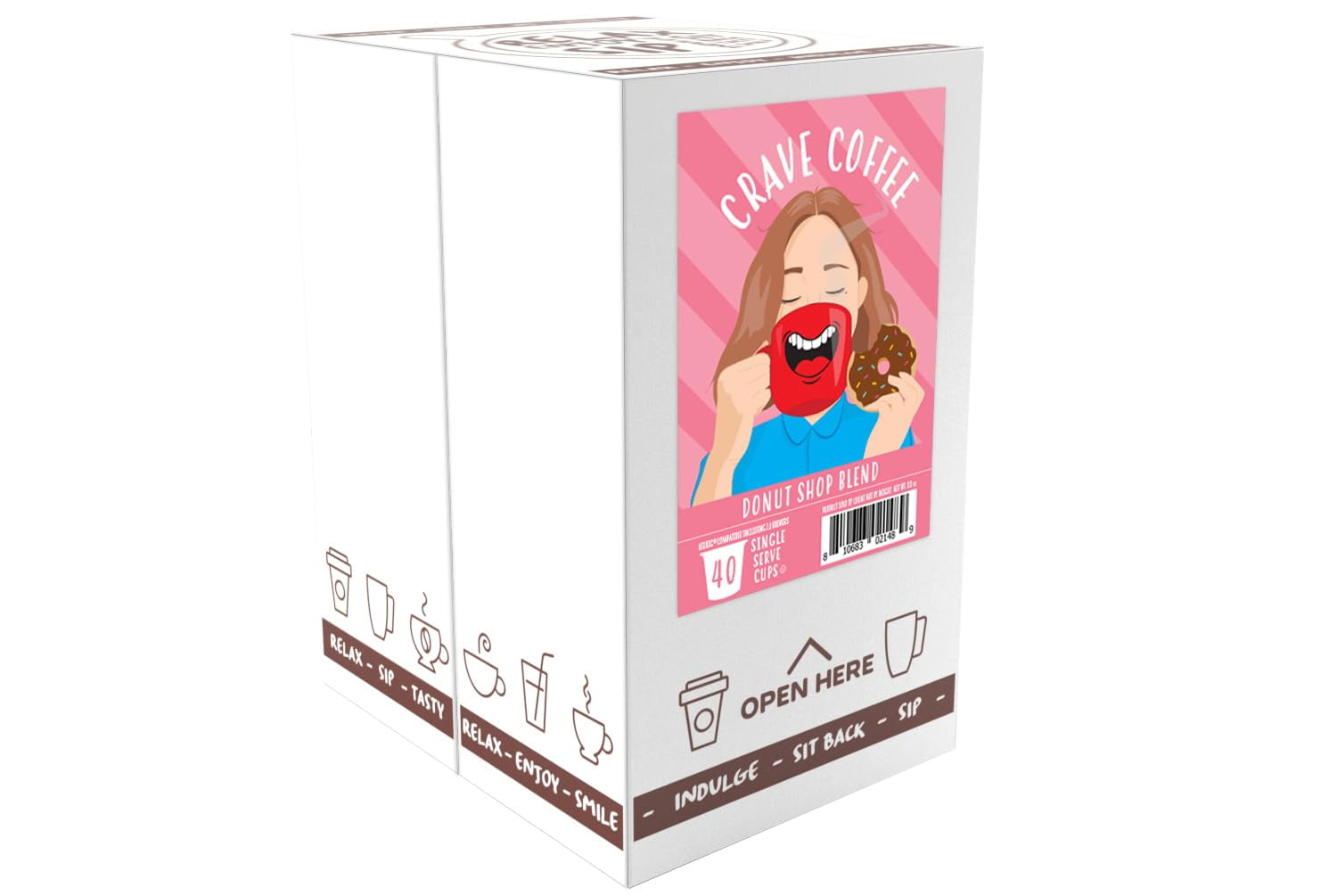 Crave Beverages Donut Shop Coffee Pods - Medium Roast for Keurig K Cup Brewers, 40 Count