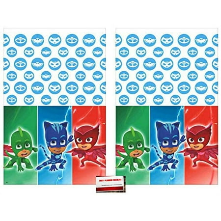2 Pack - PJ Masks Party Plastic Table Cover 54 x 96 Inches (Plus Party Planning Checklist by Mikes Super Store)