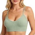 thumbnail image 3 of Gytharion Women's Ribbed Sports Bras Solid Color Wide Straps Flexible Support Seamless Bras Workout Comfort Wireless Bras, 3 of 7