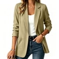 thumbnail image 5 of Women's Lightweight Blazer Open Front Textured Blazer Jacket Long Sleeve Work office Suit Coat with Pocket Fall Casual Outerwear Khaki, 5 of 6