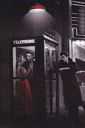 MARILYN MONROE ELVIS PRESLEY JAMES RED PHONE BOX  ON FRAMED CANVAS WALL ART 
