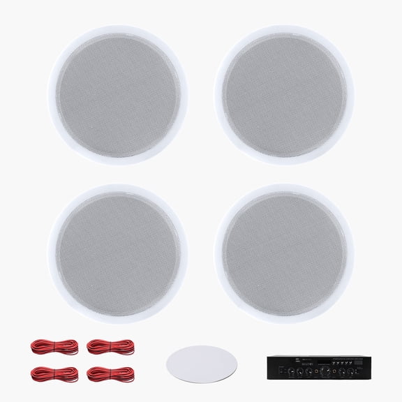 KFFKFF Bluetooth Ceiling Speakers, 6.5", In-Wall and Ceiling Speaker System with Amplifier, 2-Way Design, Suitable for Humid Areas, Home Theater, and Flush Mount Installation, Set of 4