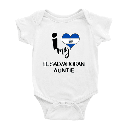 

I Heart My El Salvadoran Auntie El Salvador Love Flag Newborn Clothes Outfits (White 6-12 Months)