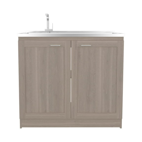 Depot E-Shop Bickleton Utility Sink Cabinet, 2 Doors, 2 Shelves, White Oak