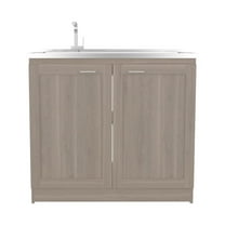 Depot E-Shop Bickleton Utility Sink Cabinet, 2 Doors, 2 Shelves, White Oak