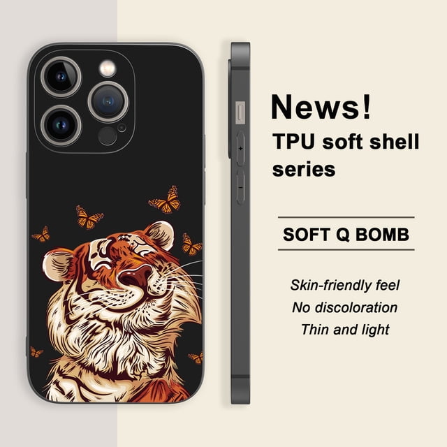 Mejora el estilo de tu iPhone con una funda plateada mate de doble capa con un divertido diseño de dibujos animados