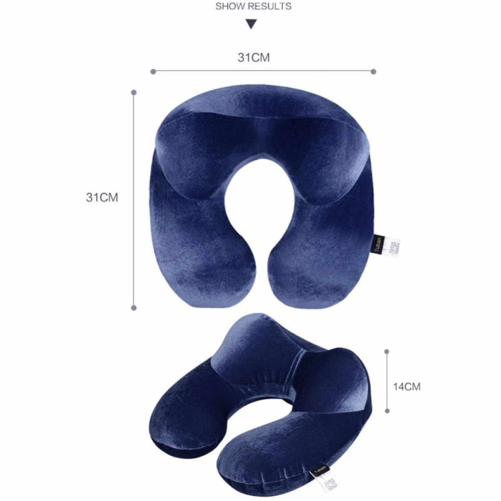 Inflatable Soft Velvet Travel Neck Pillow Set, U Shape, Neck Support for Cars, Airplanes Camping - image 3 of 5