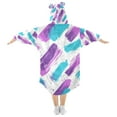 thumbnail image 2 of FORMRS Wearable Blanket Hoodie with Sleeves for Kids Cozy Flannel Sweatshirt, Purple Drawing, 2 of 7