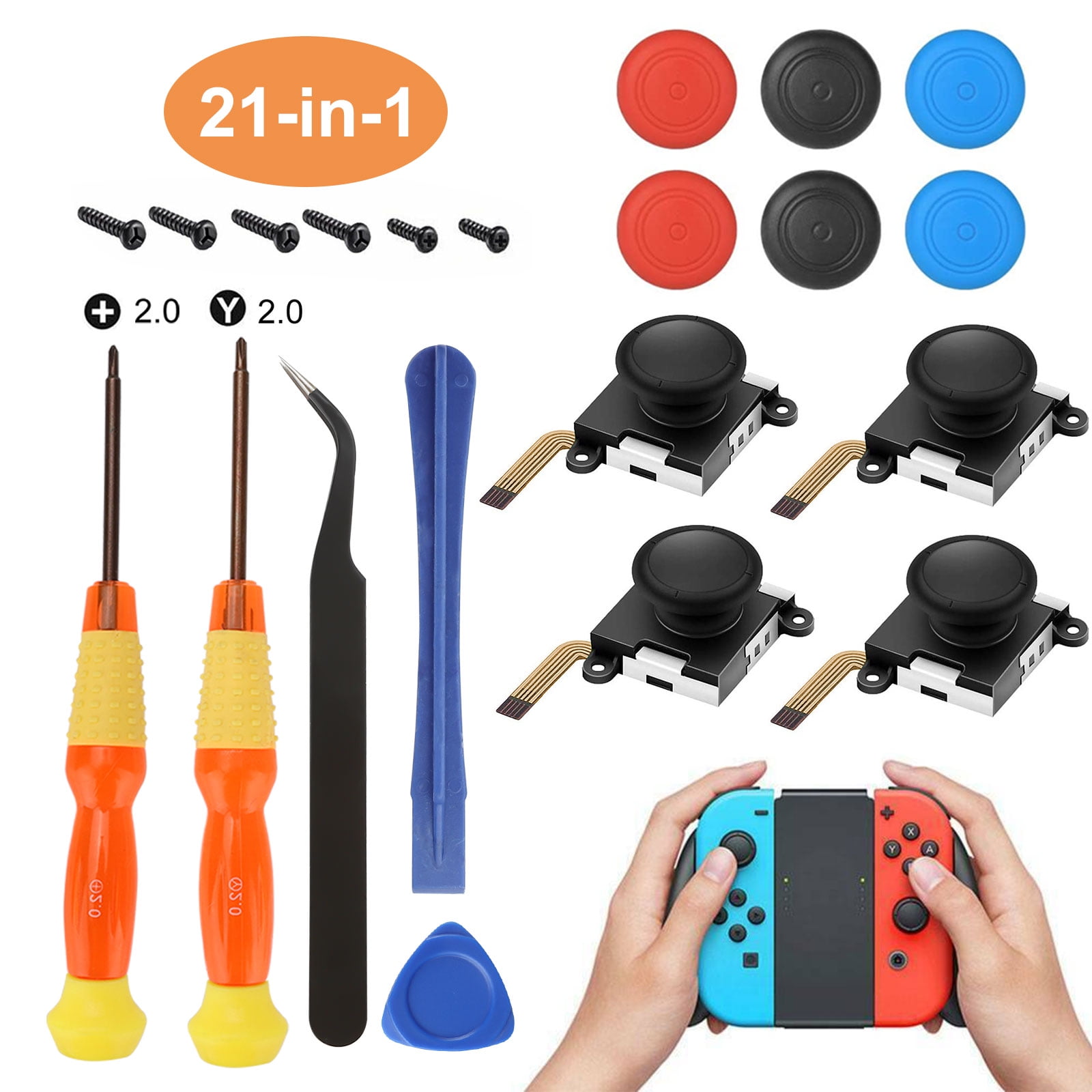 TSV 3D Analog Joystick Replacement Controller Thumbstick Caps and Tri