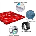 thumbnail image 5 of Merry Fitted Christmas Tablecloth Square, White Snowflake Red Xmas Elastic Edged Polyester Fitted Table Cloth for Winter Family Banquet, Waterproof Wipeable Table Cover, Fits Tables up to 36" Square, 5 of 6