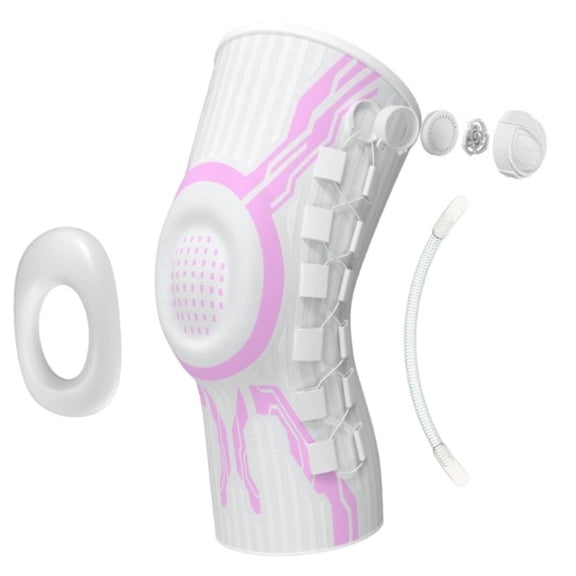Knee Sleeve, adjustable compression brace with dial system for pain relief and running support,Pink-Left,Medium