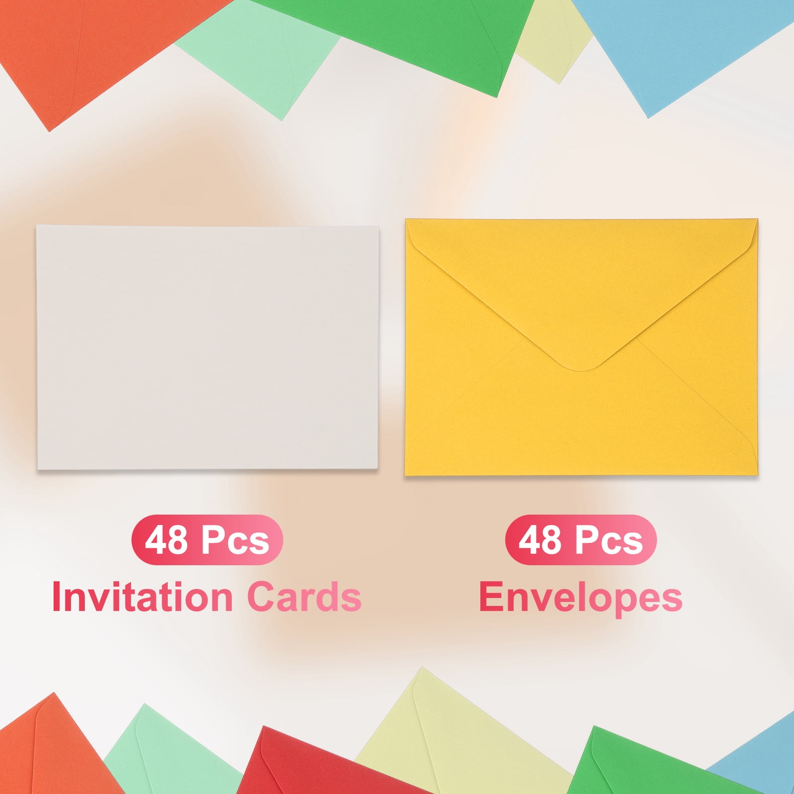 Uxcell Blank Cards and Envelopes 5x7", Invitation Cards White Cardstock Greeting Cards (Gold), 48 Pack, Perfect for Office Wedding Gift Graduation Birthday