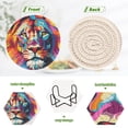 thumbnail image 4 of Lion Head 6 Pcs Drink Coasters with Holder Absorbent Coasters Woven Coasters for Drinks Table Desk Protection Home Decor, 4 of 7