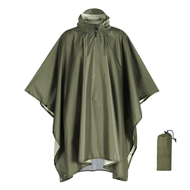 MIASHUI Poncho Imperméable Léger Réutilisable avec Capuche pour Randonnée et Activités Extérieures, Vert, Taille Unique