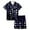 Navy-C, variant on Girls Satin Pajamas Valentine Pjs Short Sleeve Heart Button Down Nightwear Girls Pajama Set 8-9 Years