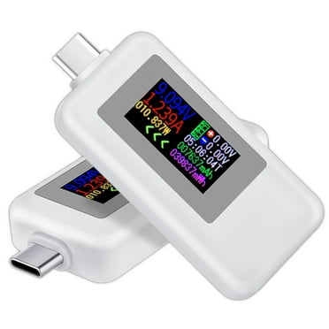 JacobsParts USB Type-C Power Tester Voltage Current Capacity Meter 4-30V 5A USB-C Multimeter Voltmeter Ammeter (White)