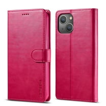 Dteck Case For Apple iPhone 14 Plus, Premium Leather Wallet Wireless Support with 3 Card Slots, Magnetic Closure Flip Kickstand RFID Credit Holder Cover, Rose