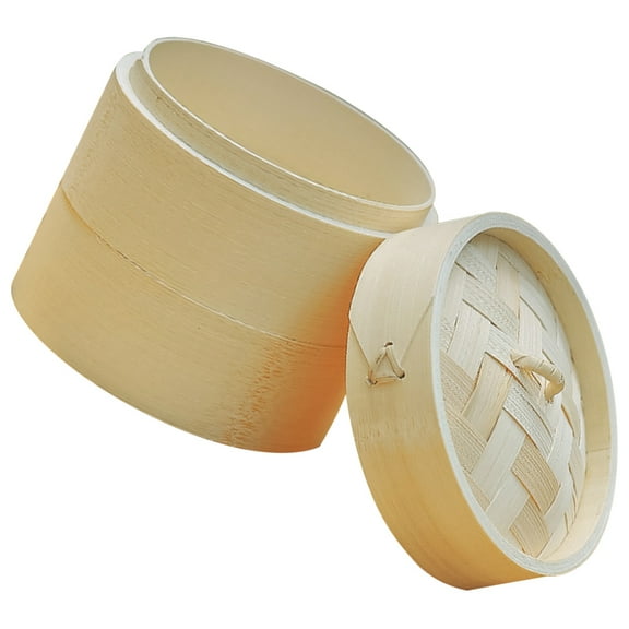 1 Set Bamboo Steamer 3-Tier Dim Sum Meat Seafood Steamer Mini Basket for Home Kitchen Cooking