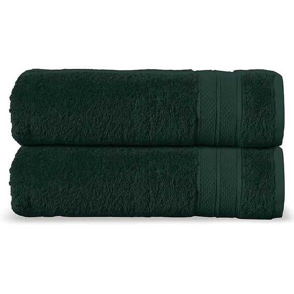 Elegant Comfort Turkish Popcorn Cotton Bath Towel Set, 27 x 54 Inches, 2-Pack, Hotel-Quality, Soft, Durable, Quick-Dry, Highly Absorbent - Forest Green