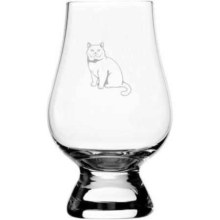 

British Shorthair Front View Cat Themed Etched 6.5oz Glencairn Whisky Glass