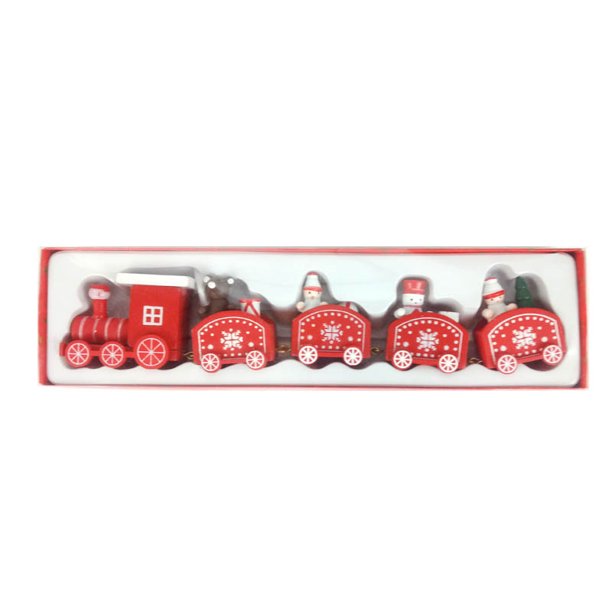 Juego de trenes de Navidad Decoración de mesa de Navidad Juguetes de regalo para niños, Adornos de mesa de trenes de madera de Navidad, Mini adornos de locomotora para regalo de festival kaili Sencillez