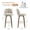 thumbnail image 5 of Foreate Swivel Bar Stools Set of 1, 29" Upholstered Linen Fabric with Button-tufted Mid-Back & Wood Legs, Modern Chair Kitchen Pub Island Counter Stool, 5 of 11