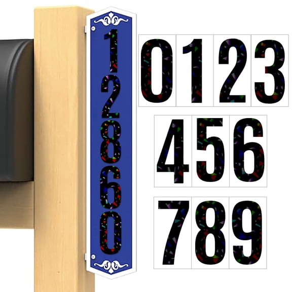 Reflective Vinyl Number Stickers - Large Black Mailbox Address Decals for Home Waterproof Outdoor Sign 6-8 Year Durability