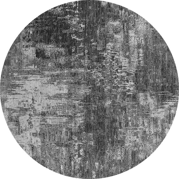 Ahgly Company Indoor Round Oriental Gray Industrial Area Rugs, 8' Round