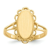 Real 14kt Yellow Gold 13.0x7.0mm Open Back Signet Ring Size: 6; for Adults and Teens; for Women and Men