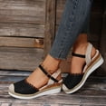 thumbnail image 4 of Women's Orthopedic Platform Wedge Sandals with Ankle Strap Summer Dressy 2026 Boho Espadrille Sandals for Beach Travel Black 8.5, 4 of 6