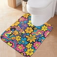 thumbnail image 5 of Toilet Rug Rectangle Bathroom Rugs Non-Slip Soft Plush Machine Washable Contour Bath Mat Colorful Cartoon Daisy Flowers 24x16, 5 of 9