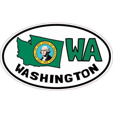 5inx3in Oval WA  Washington Sticker  Vinyl Car Bumper Decal 