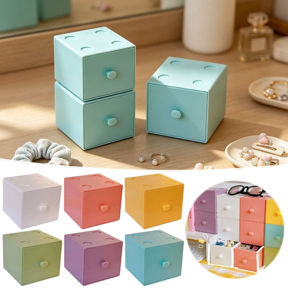 Feledorashia Desktop Storage Box, Makeup Organizer, Desktop Candy Color Macaron Storage Box for Cosmetics Jewelry and Small Items, Space-Saving Durable Plastic Organizer with Stylish Design