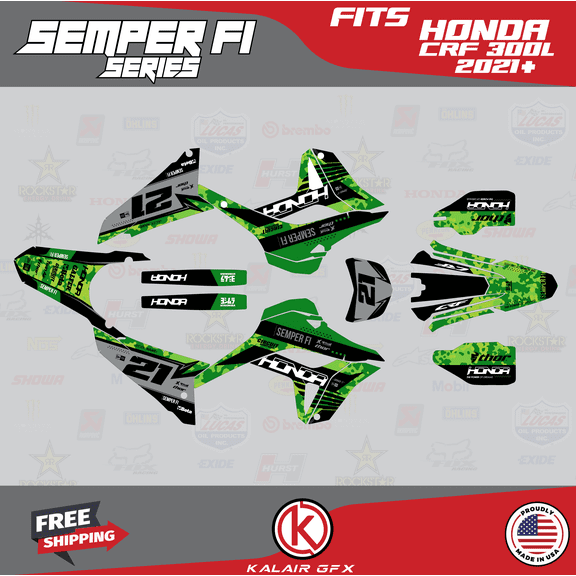 Kalair GFX Graphics Kit for Honda CRF300L (2021 ) Semperfi Series