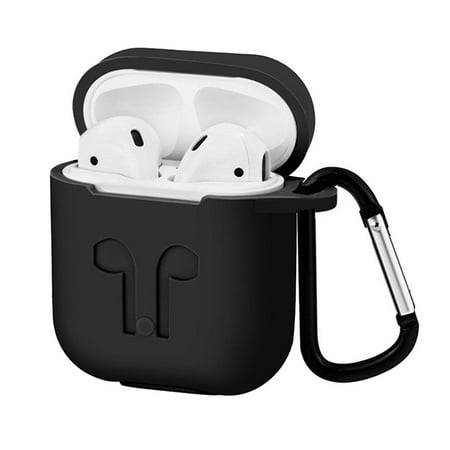Protective Skin Case Cover Waterproof Silicone Case Cover Protective Skin for Airpods Charging Case with Carabiner Keychain Belt Clip ()