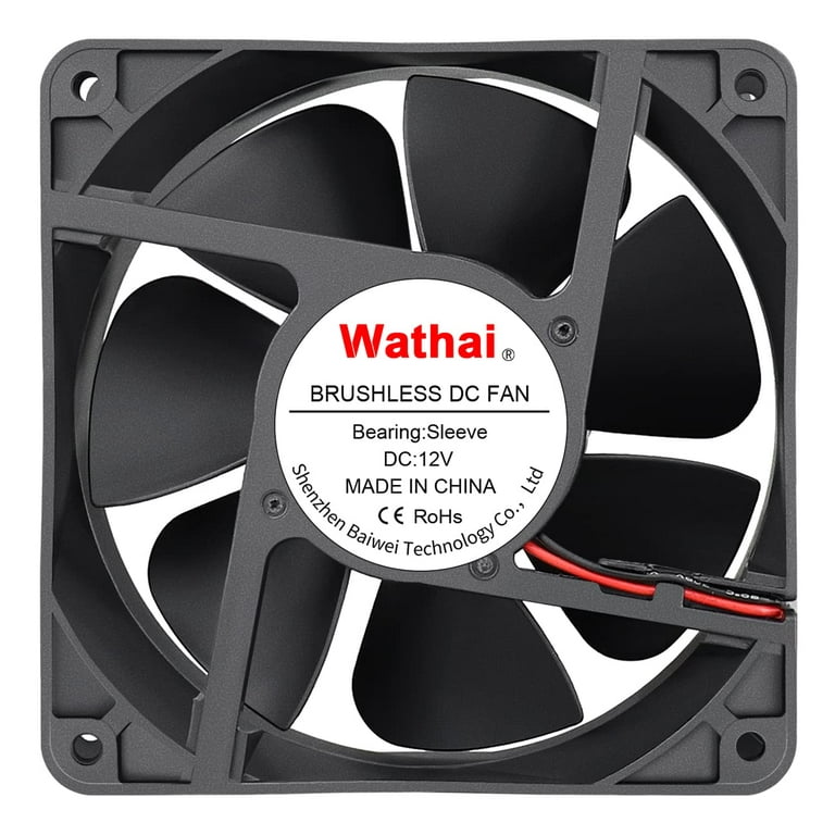 Wathai 2Pin 120mm x 38mm 12V DC Brushless Cooling Fan High Airflow
