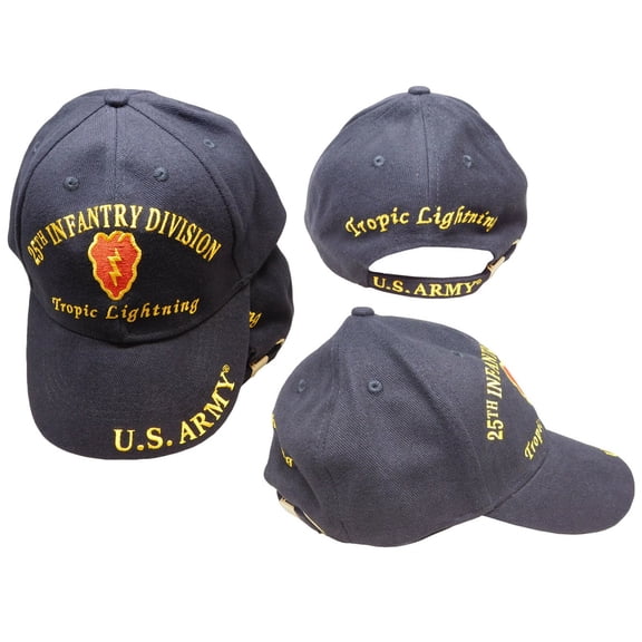 US Army 25th Infantry Division Tropic Lightning BLACK Embroidered Cap Hat COTTON