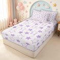 thumbnail image 3 of meiyoeat Cartoon Stars Zipper Twin Comforter Sets with Fitted Sheet and 2 Pillowcases for Kids Girls, Dreamy Galaxy Zipper Bedding Set for Bedroom, Purple White, ReversibleG, 3 of 6