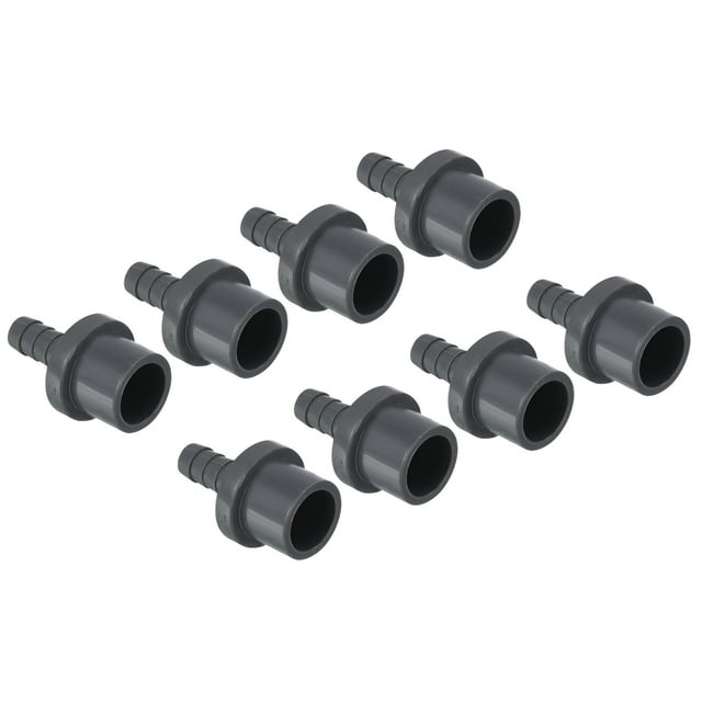 Unique Bargains UPVC Reducer Pipe Fitting 20mm OD 9mm Barbed, 8 Pack Straight Coupling Adapter Connector, Grey