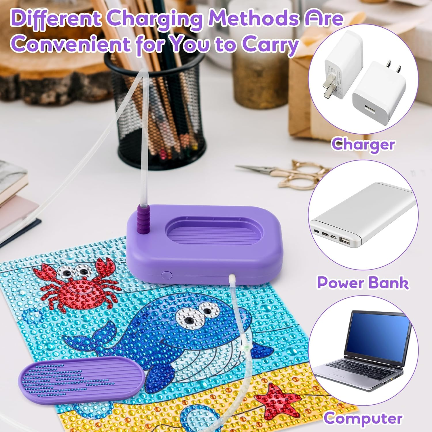 Laffact Adult Electric Pen Set Vacuum Style Art Drawing Pens,Not Included Batterys and Plug,Violet