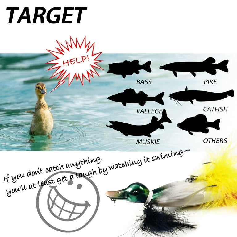 Duck Lure Topwater Fishing Lures Kit for Bass, 4.75In Baby Duckling  Floating A
