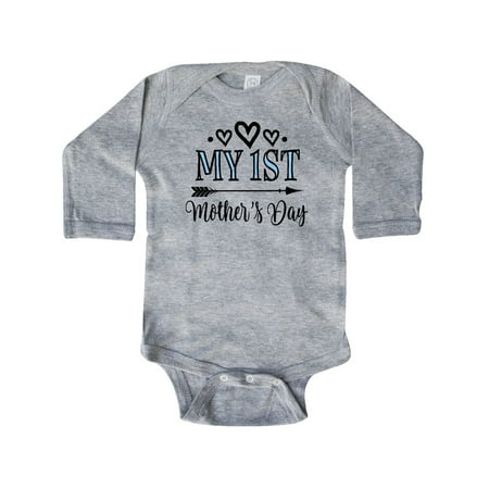 

Inktastic My 1st Mothers Day Outfit Gift Baby Girl Long Sleeve Bodysuit