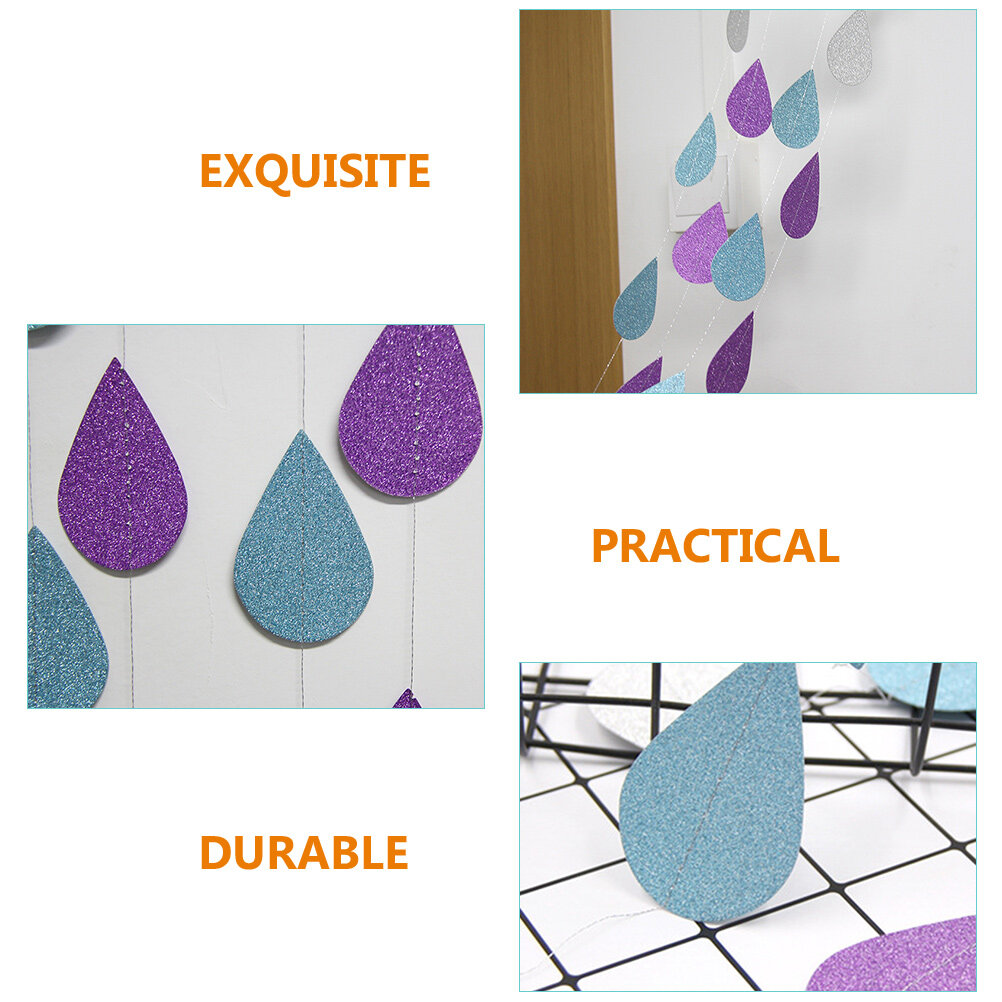 6 Strings of Raindrop Garland Decorations Hanging Raindrop Decors Paper