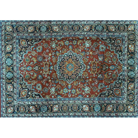 Ahgly Company Indoor Rectangle Persian Light Blue Traditional Area Rugs, 8' x 10'